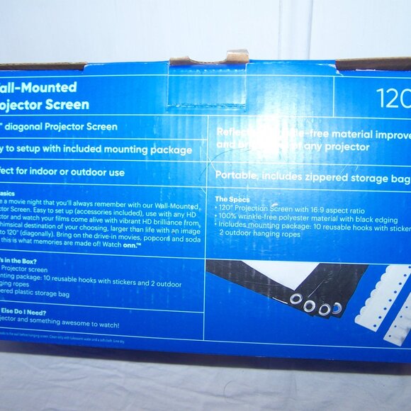 Onn. NWB Wall-Mounted Projection Screen (120") - Picture 3 of 3